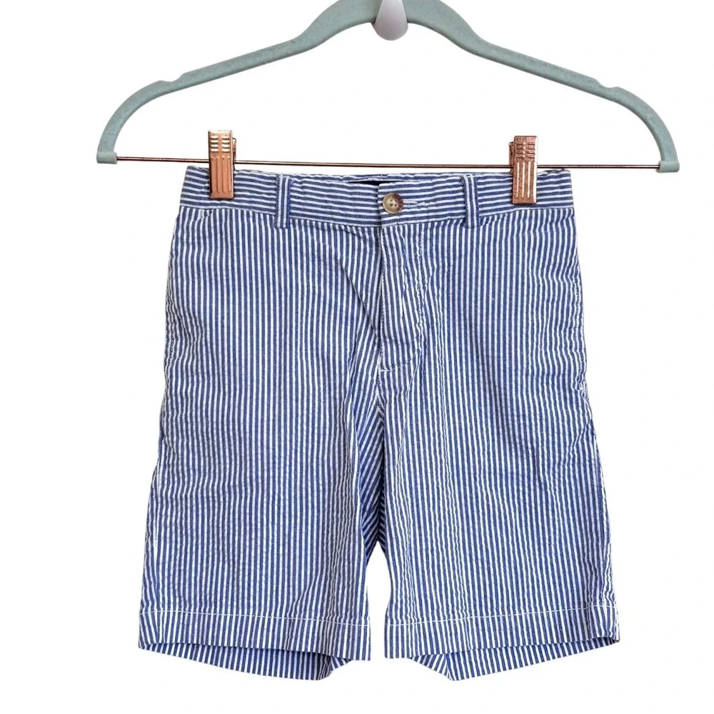 Polo Ralph Lauren Boys Preppy Polo Shirt & Shorts Set Size 7 Red Blue Seersucker